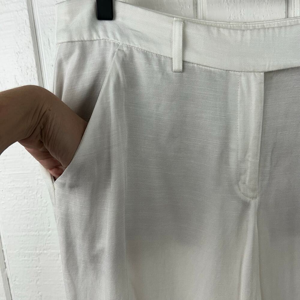 Express Editor Linen Wide Leg Pants White High Rise Office Size 10 - Picture 3 of 8